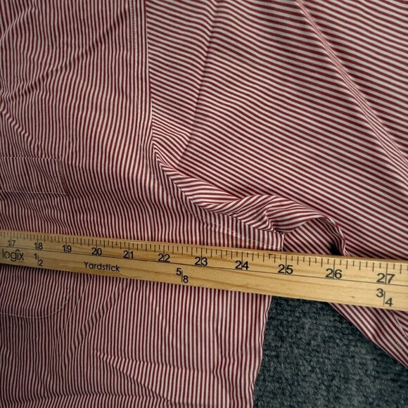 Brooks Brothers Red Non-Iron Button-Down 17.5 34/35 Slim Striped Cotton Shirt - Picture 6 of 14